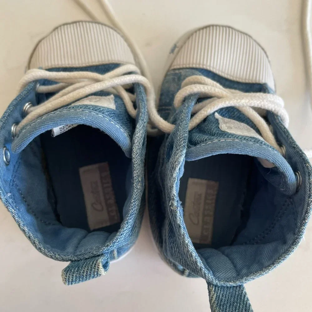 Carter’s Classics Vintage Sneaker Denim High Top Lace Up Baby Shoes Size 4